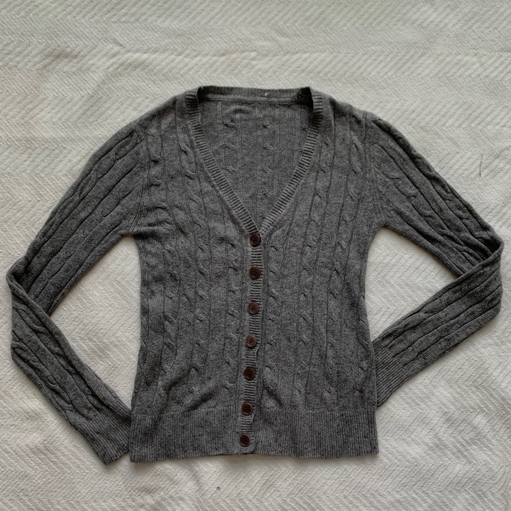 Medium Grey Button Up Knitted Cardigan